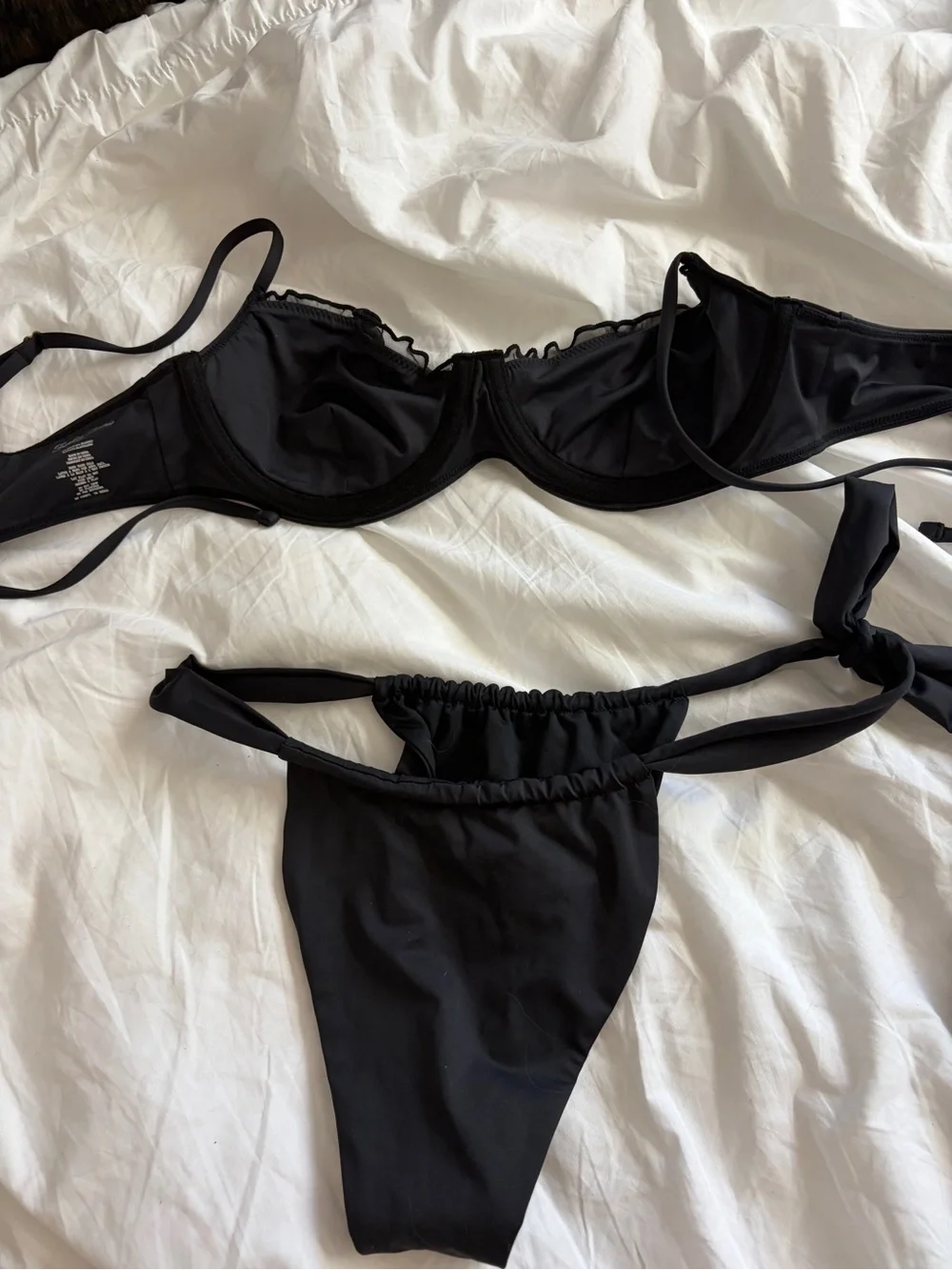 Frankie's Bikinis Black Tie-Side Underwire Bikini Set